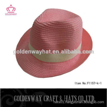 Pink Paper Fedora Hat For Women